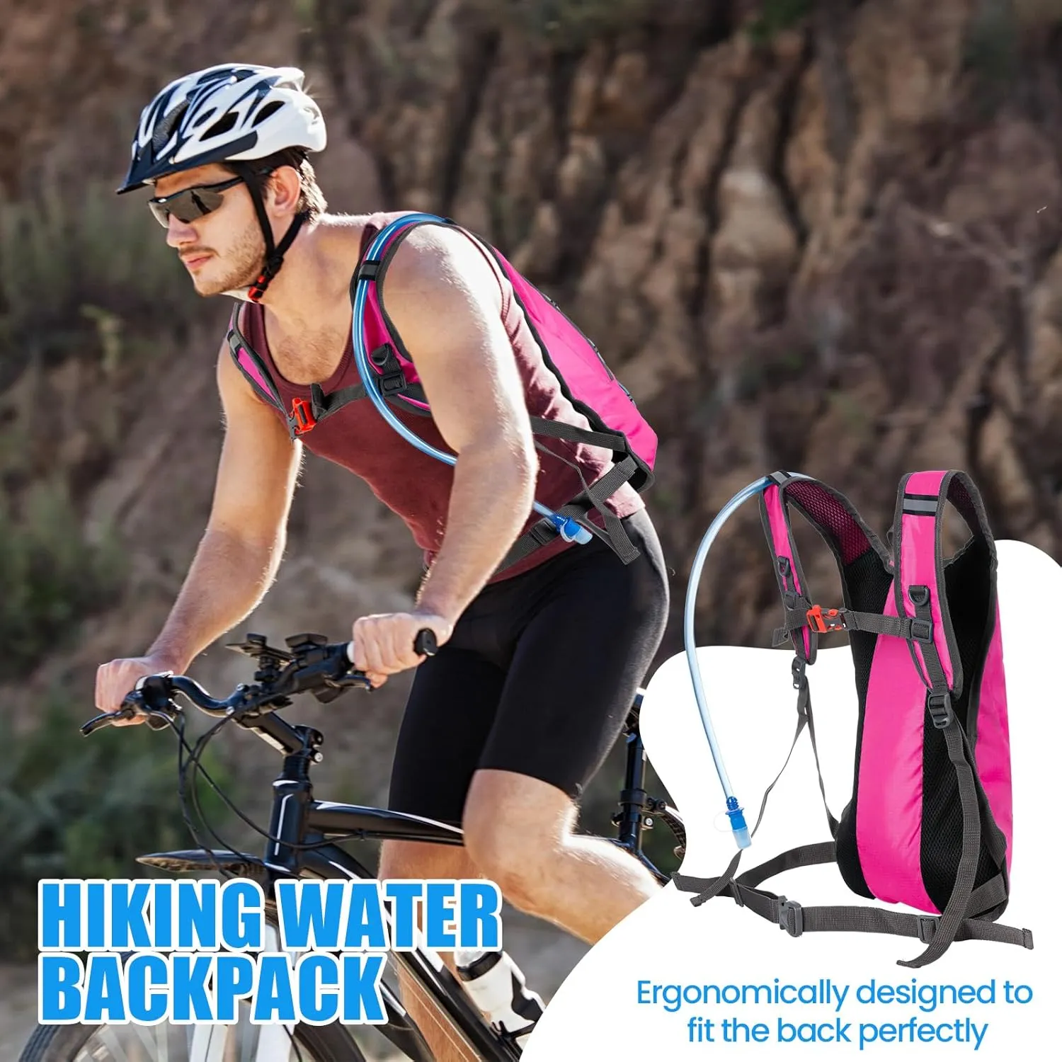 Wesiti 2 Pack Hydration Backpack Pack with 2 Pcs 2L Hydration Bladder Hiking Backpack Bladder for Hiking Cycling Climbing