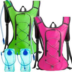 Wesiti 2 Pack Hydration Backpack Pack with 2 Pcs 2L Hydration Bladder Hiking Backpack Bladder for Hiking Cycling Climbing