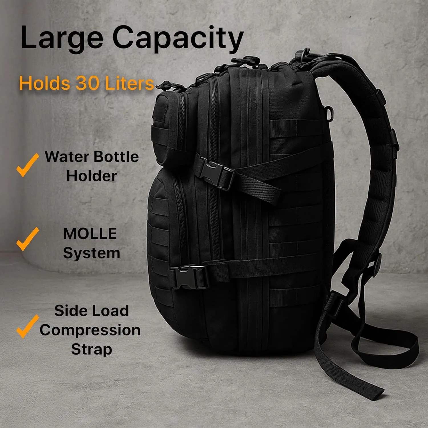 WESTEND 30L Tactical Backpack for Men – Military Assault Pack with MOLLE System, Heavy Duty Bug Out Bag for Outdoor Activity
