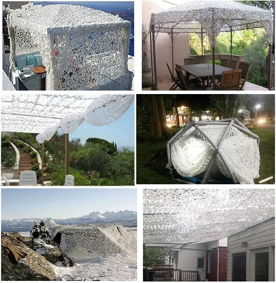 White Camo Netting Camouflage Net, Military Tarp Mesh Net, Sunshade Net, Hunting Blinds, Hidden Shelter for Decoration, Hunting, Shade, Canopy(10x12ft/10x20ft)