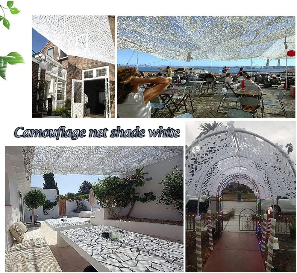 White Camo Netting Camouflage Net, Military Tarp Mesh Net, Sunshade Net, Hunting Blinds, Hidden Shelter for Decoration, Hunting, Shade, Canopy(10x12ft/10x20ft)