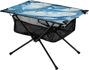 White Feather Blue Portable Folding Camping Table, Compact Lightweight Beach Table with Carrying Bag for Outdoor Picnics, BBQs, Camp