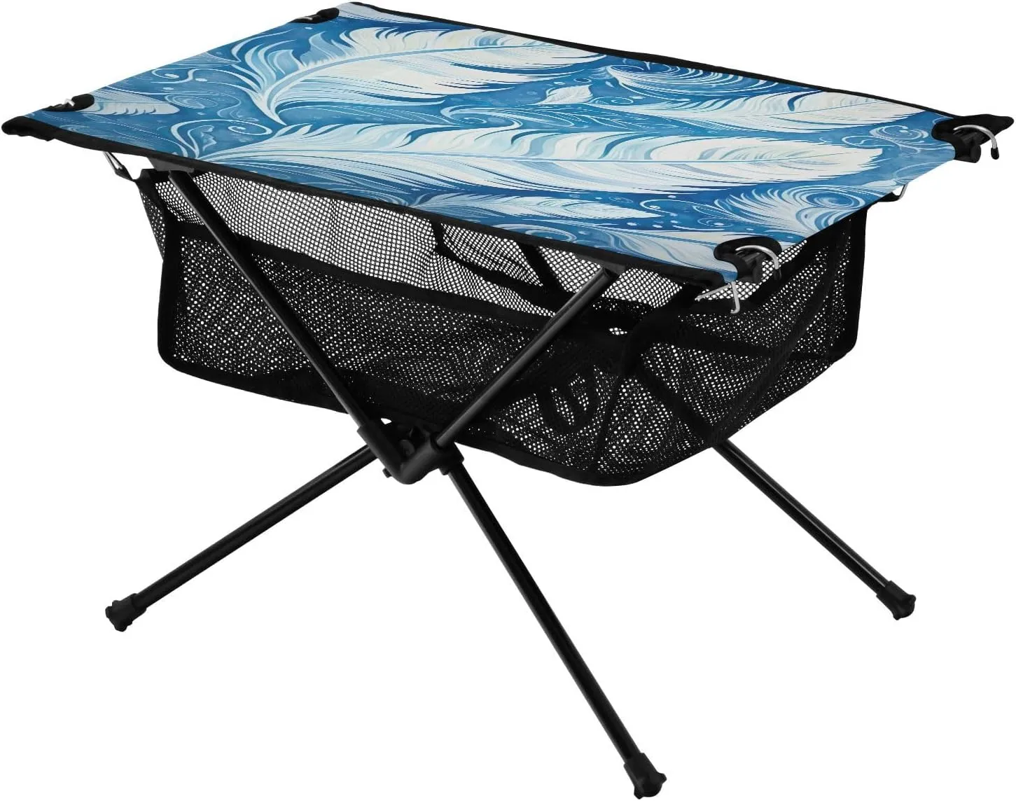 White Feather Blue Portable Folding Camping Table, Compact Lightweight Beach Table with Carrying Bag for Outdoor Picnics, BBQs, Camp