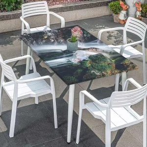 White Green Folding Table Cover Waterfall Down The Cliffs Deep in Forest Rectangle Table Cover for Outdoor Picnic Camping Parties Scenery Fits up 5 Foot Tables