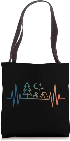 wildlife camping heartbeat pine tree moon outdoors campfire Tote Bag
