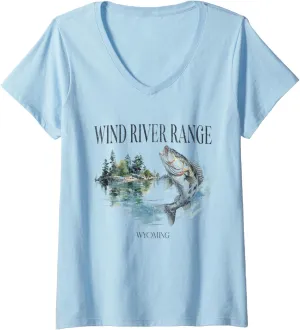 Wind River Range Mountains Wyoming Hiking Outdoors Vintage V-Neck T-Shirt