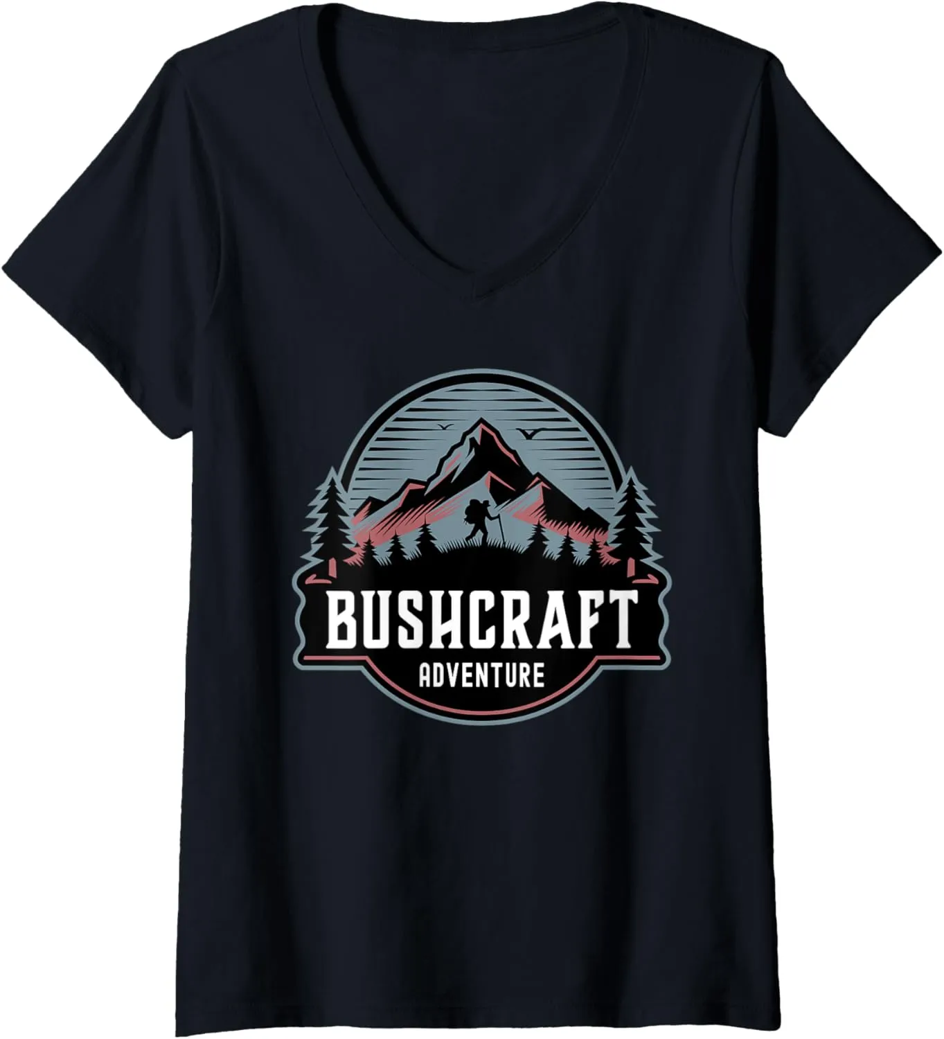 Womens Bushcraft Adventure Outdoor Survival Skills Nature Camping V-Neck T-Shirt