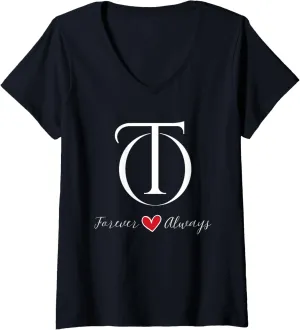 Womens O & T Couples Initials, Wedding, Anniversary, Housewarming V-Neck T-Shirt