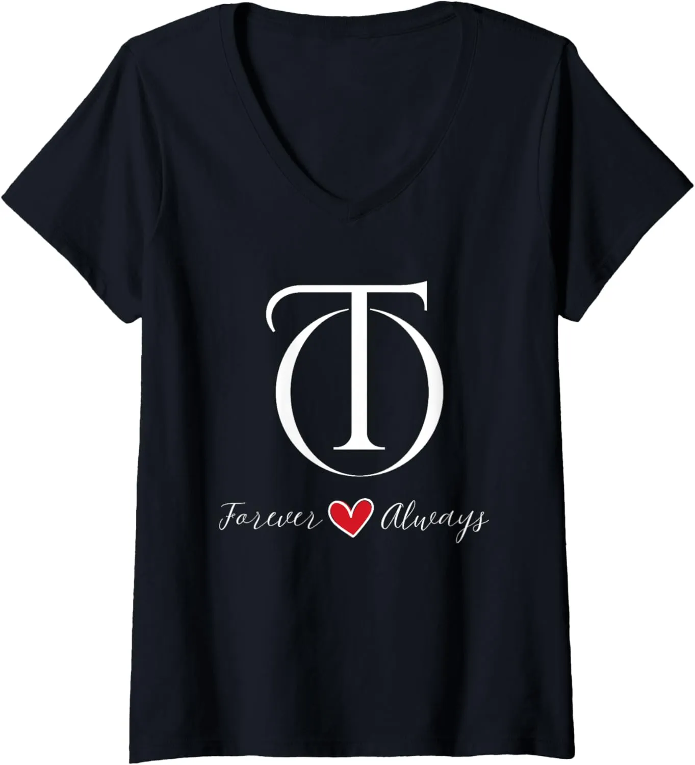 Womens O & T Couples Initials, Wedding, Anniversary, Housewarming V-Neck T-Shirt