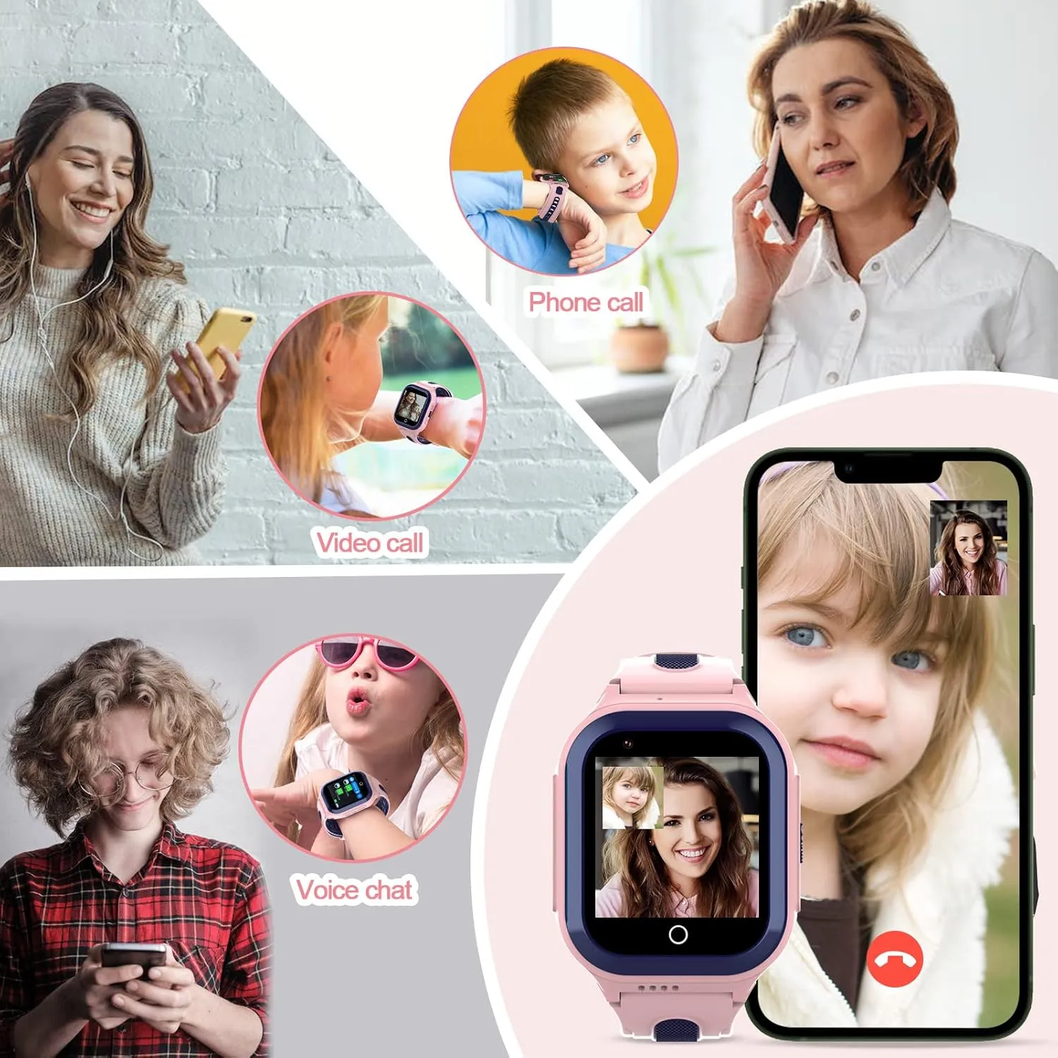 Wonlex 4G GPS Smart Watch for Kids, 1.4" Touch Screen Kids Smartwatch with SIM Card, Boys and Girls Phone Watch with SOS, Camera, Pedometer, Alarm, Music Player, Whatsapp