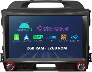 XTRONS Car Stereo for Kia Sportage 2010-2015, Android 12 Octa Core 4GB 64GB Car Radio, 9 Inch IPS Touch Screen GPS Navigation for Car Bluetooth Head Unit DSP Car Play Android Auto 4G LTE