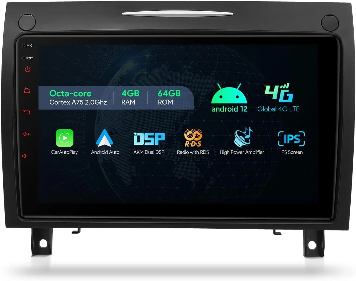 XTRONS Car Stereo for Mercedes Benz R171 SLK350, Android 13 Octa Core 4GB 64GB Car Radio, 9 Inch IPS Touch Screen GPS Navigation for Car Bluetooth Head Unit Built-in DSP Car Play Android Auto 4G LTE