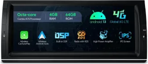 XTRONS Single Din Car Stereo for BMW X5 E53, Android 13 Octa Core 4GB 64GB Car Radio, 10.25 Inch IPS Touch Screen GPS Navigation for Car Bluetooth Head Unit Built-in DSP Car Play Android Auto 4G LTE