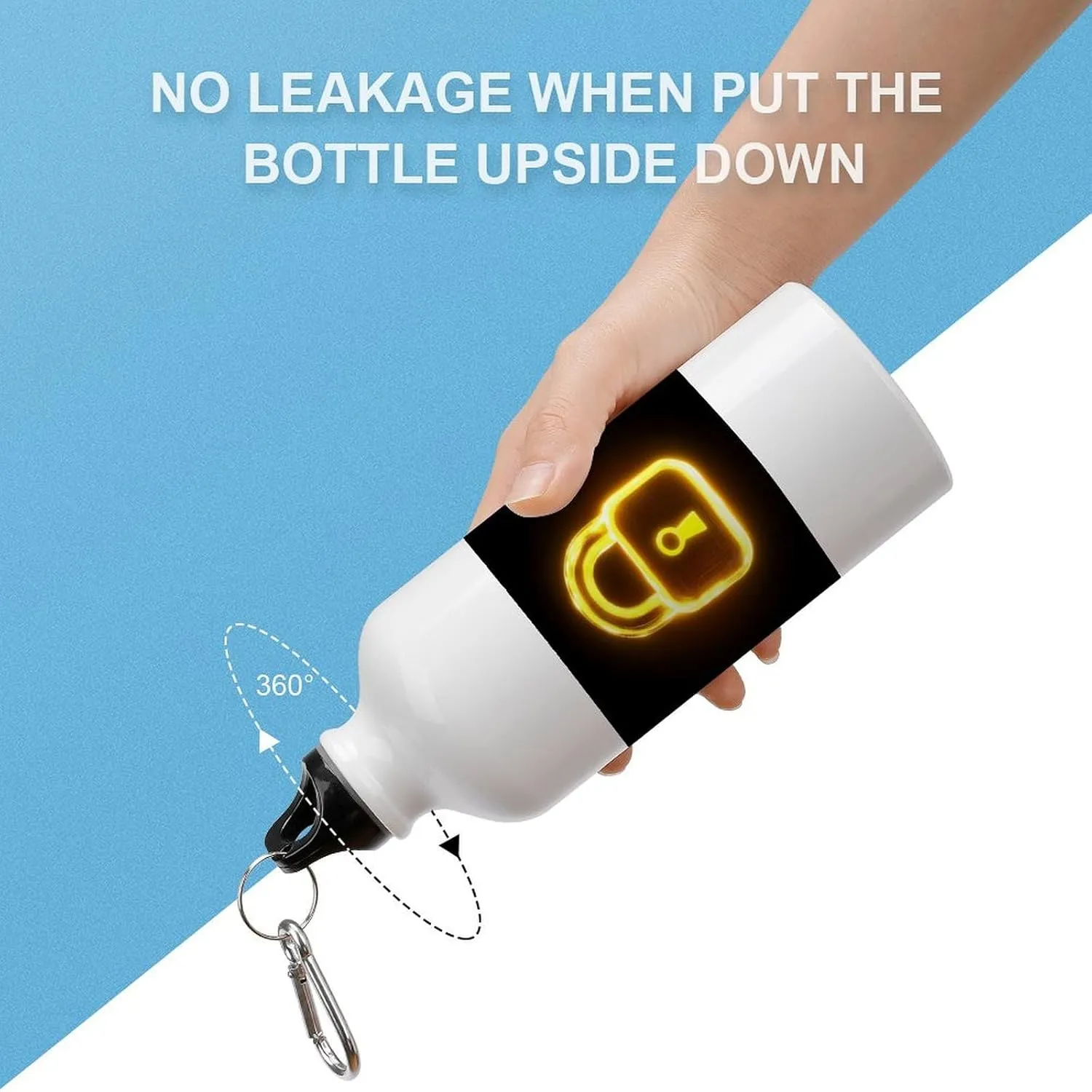 Yellow Glowing Lock Travel Aluminum Water Bottle,minimal Sport Bottle with Twist Cap Buckle for Men Women Camping Hiking 600ml