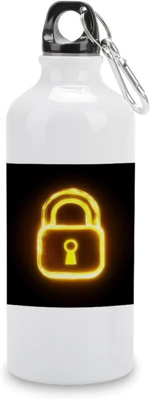 Yellow Glowing Lock Travel Aluminum Water Bottle,minimal Sport Bottle with Twist Cap Buckle for Men Women Camping Hiking 600ml