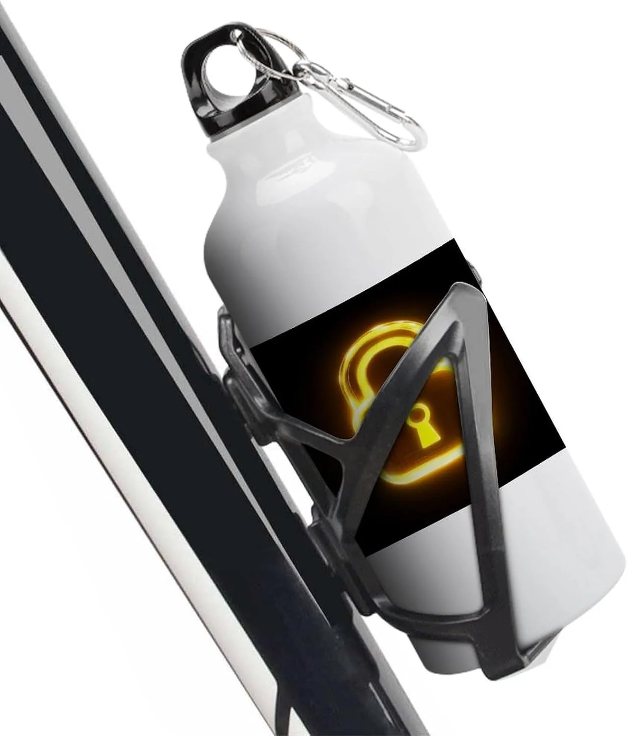 Yellow Glowing Lock Travel Aluminum Water Bottle,minimal Sport Bottle with Twist Cap Buckle for Men Women Camping Hiking 600ml