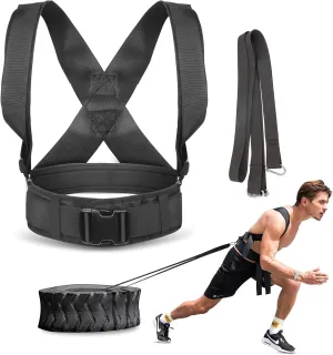 YNXing Sled Pulling Harness, Tire Pulling Harness with Pull Strap for Resistance Training, Adjustable Padded Shoulder Strap