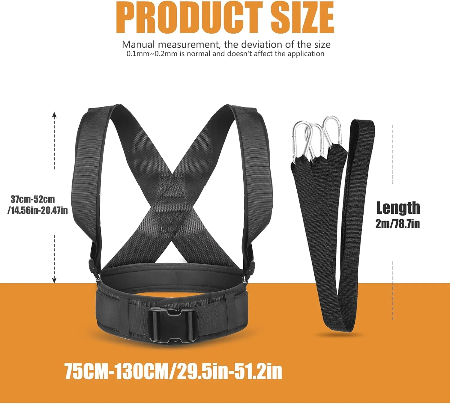 YNXing Sled Pulling Harness, Tire Pulling Harness with Pull Strap for Resistance Training, Adjustable Padded Shoulder Strap