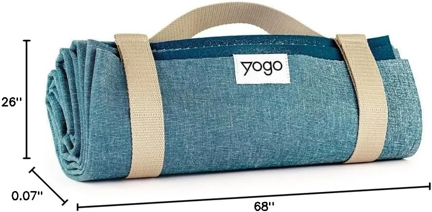 Yogo Ultralight Folding Travel Yoga Mat with Attached Straps, FSC®-Certified Plant Rubber, Sticky Grip, Non-Slip, Best Travel Yoga Mat®