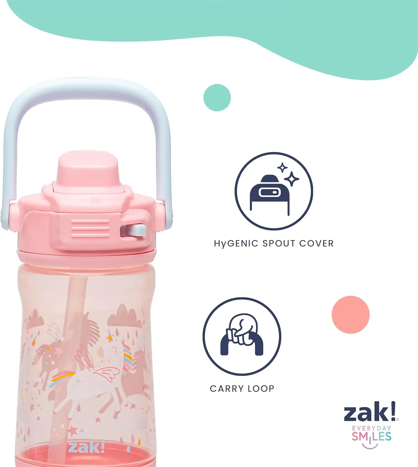 Zak Designs Disney Pixar Cars Beacon Kid Water Bottle for Travel or At Home, 12oz Plastic is Durable and Leak-Proof with Liquid Lock Spout, Cover, Carry Handle, Protective Base (Lightning McQueen)