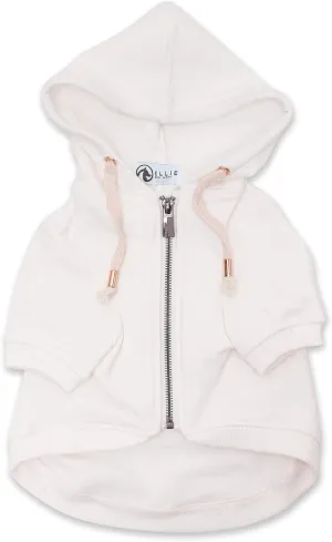 Zip Up Adventure Dog Hoodie with Hook & Loop Pockets and Adjustable Drawstring Hood - XXS to XXL - Multiple Colors - Comfortable & Versatile Dog Hoodies (White, XXS)