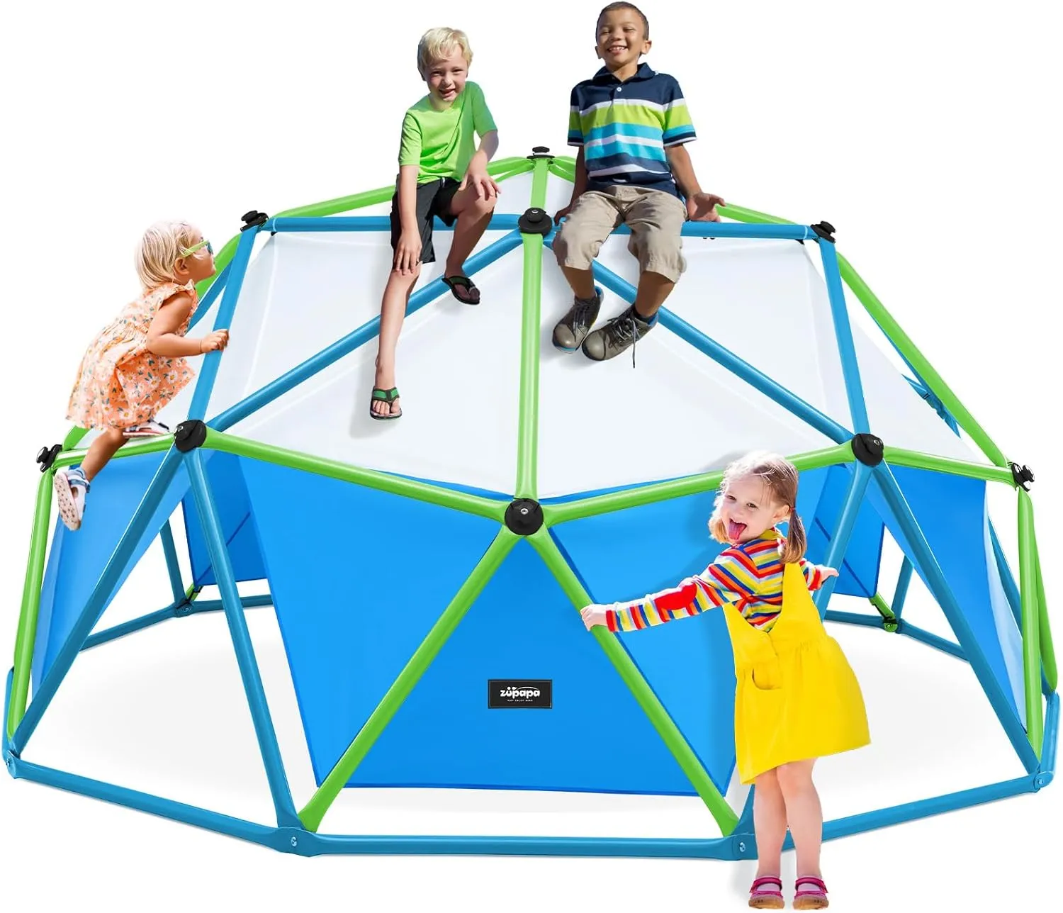 Zupapa New Upgraded Outdoor Geometric Dome Climber with 1000LBS Weight Capability,3D Assembly Video,Suitable for 1-6 Kids Climbing Frame (Turquoise, 10FT)