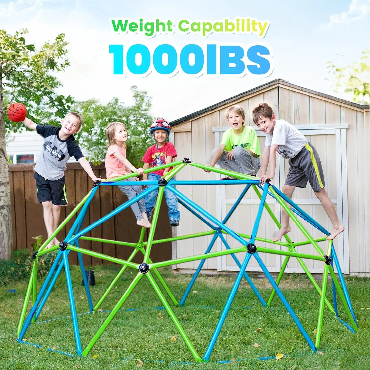 Zupapa New Upgraded Outdoor Geometric Dome Climber with 1000LBS Weight Capability,3D Assembly Video,Suitable for 1-6 Kids Climbing Frame (Turquoise, 10FT)