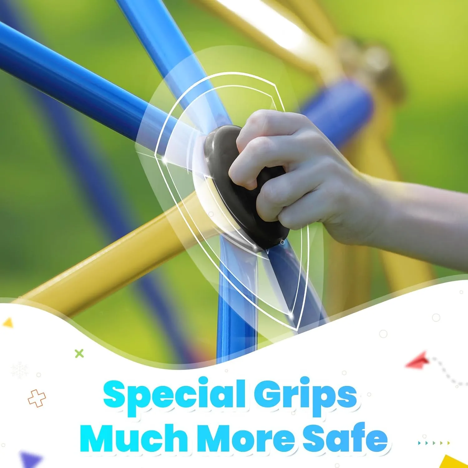 Zupapa New Upgraded Outdoor Geometric Dome Climber with Tent, 1000LBS Weight Capability, 3D Assembly Video, Suitable for 1-6 Kids Climbing Frame (Blue Yellow, 10FT)