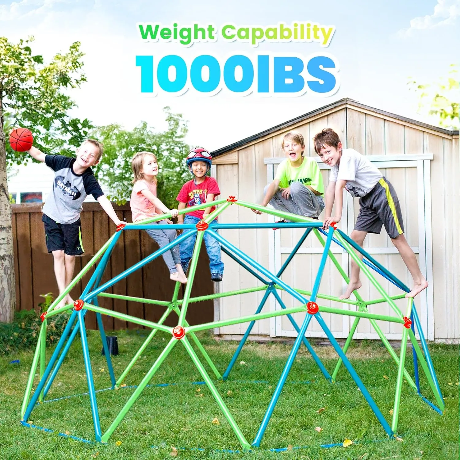 Zupapa New Upgraded Outdoor Geometric Dome Climber with Tent, 1000LBS Weight Capability, 3D Assembly Video, Suitable for 1-6 Kids Climbing Frame (Cayn Green, 10FT)