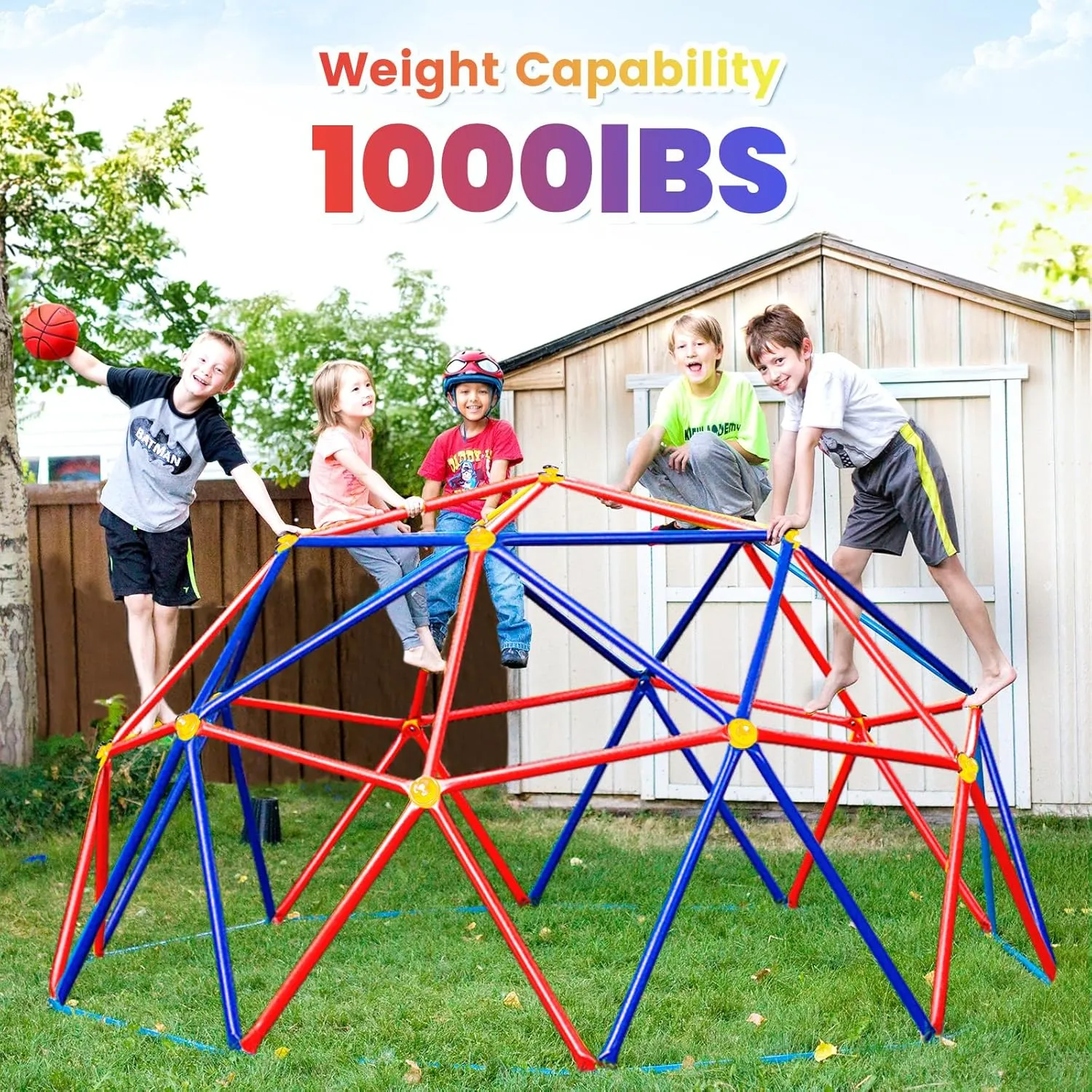 Zupapa New Upgraded Outdoor Geometric Dome Climber with Tent, 1000LBS Weight Capability, 3D Assembly Video, Suitable for 1-6 Kids Climbing Frame (Purple Orange, 10FT)